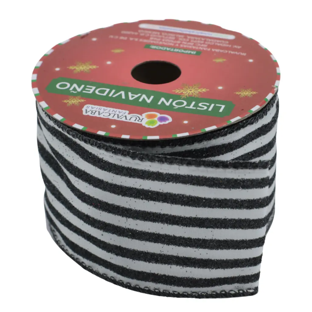 205130-LISTON NAVIDAD SATIN RYS NEGROBLANCO 6.3CMX10Y R102205-13.webp