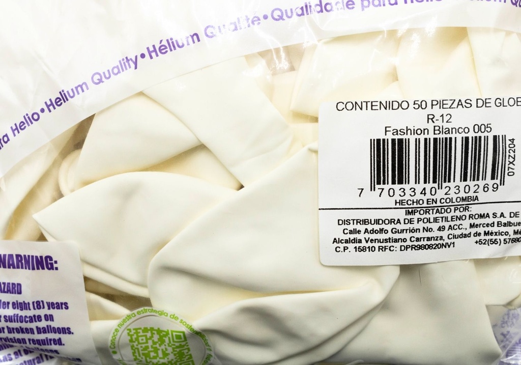 GLOBOS SEMPERTEX 12 FASHION BLANCO C50