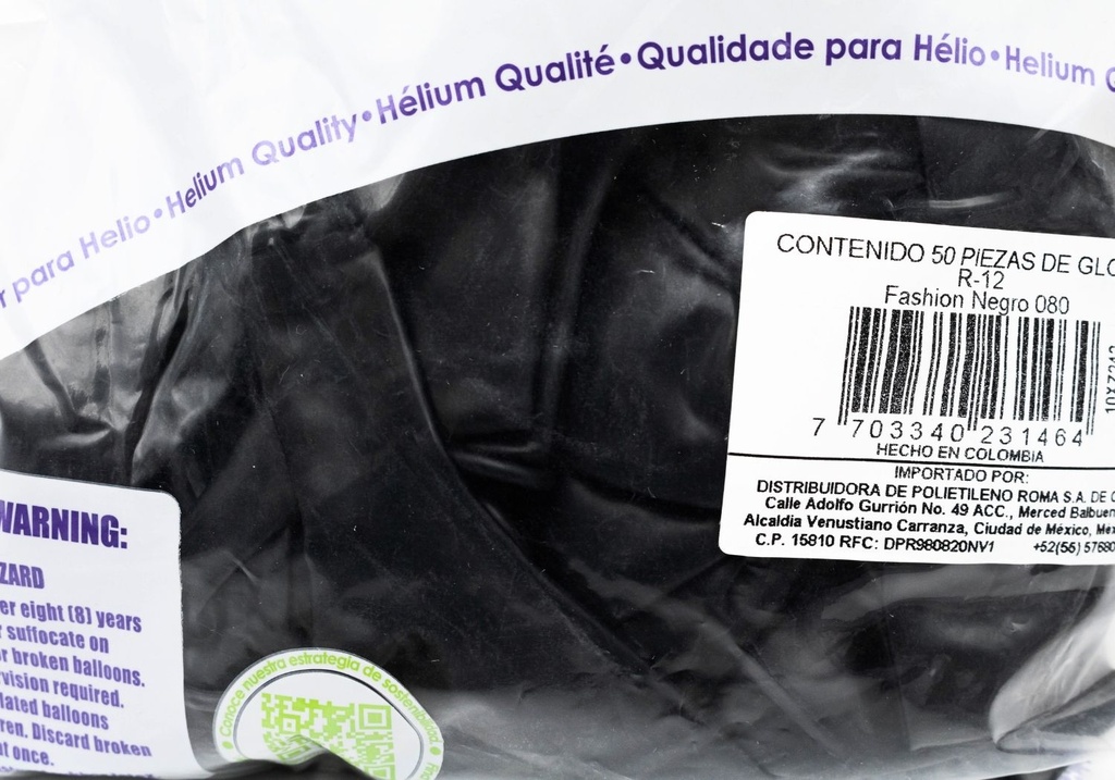 GLOBOS SEMPERTEX 12 FASHION NEGRO C50