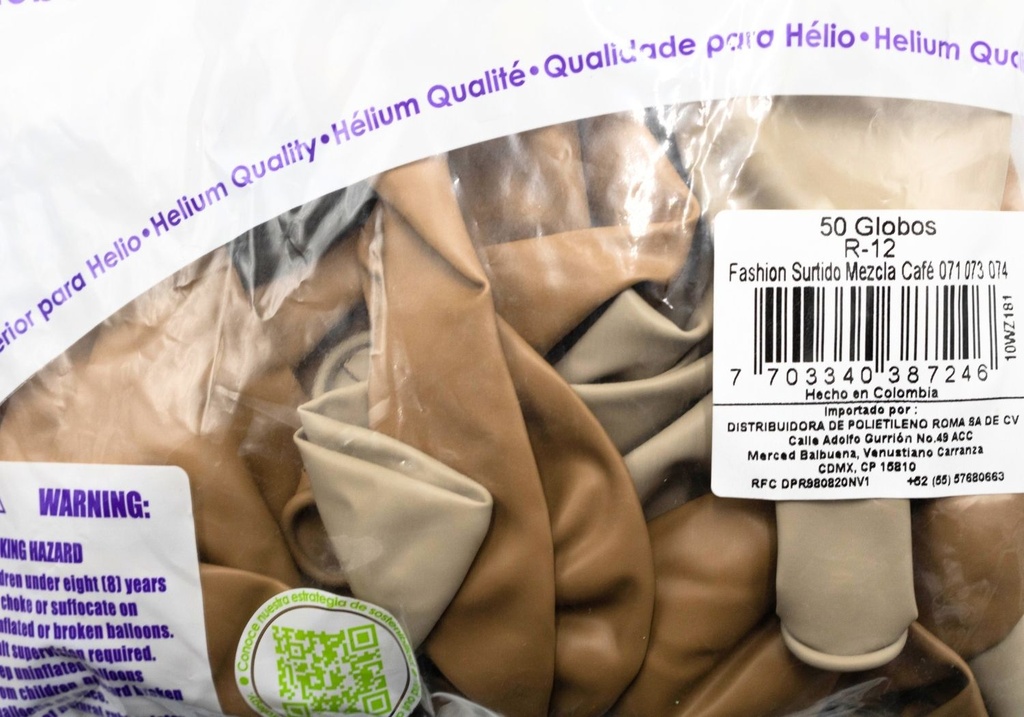 GLOBOS SEMPERTEX 12 FASHION SURTIDO MEZCLA CAFE C50