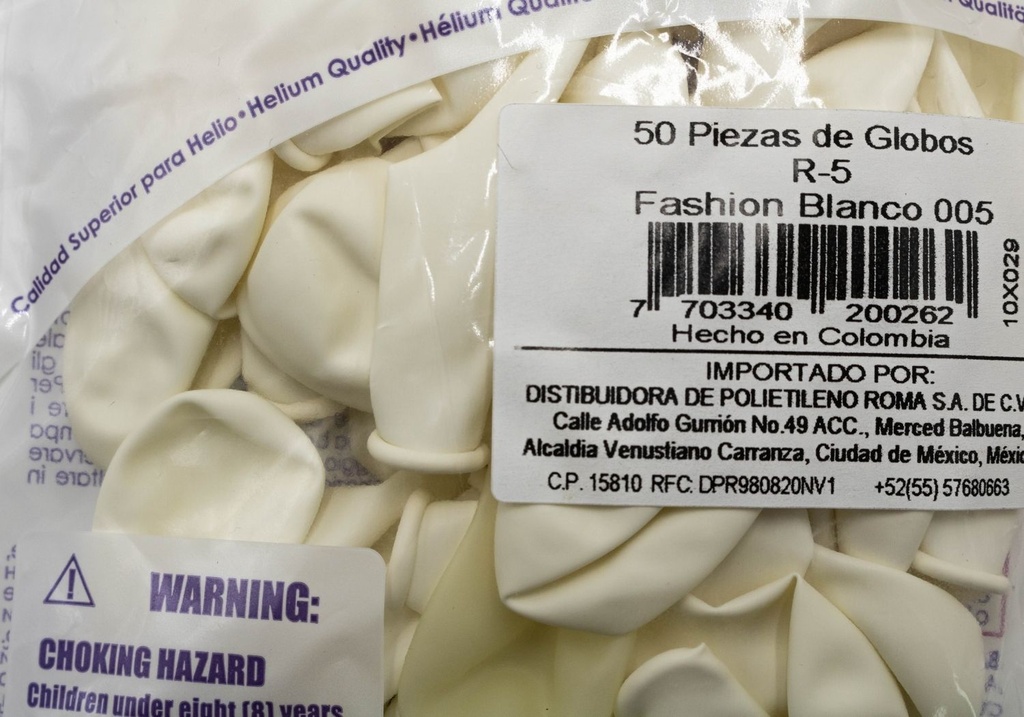 GLOBOS SEMPERTEX 5 FASHION BLANCO C/50