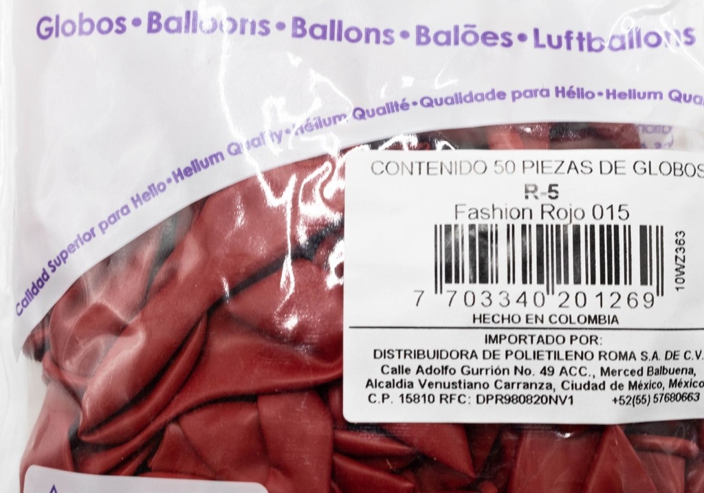 GLOBOS SEMPERTEX 5 FASHION ROJO C/50