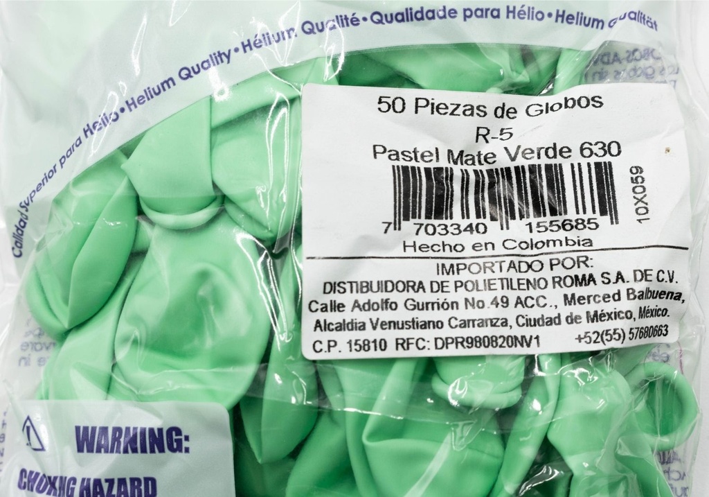 GLOBOS SEMPERTEX 5 PASTEL MATE VERDE C/50