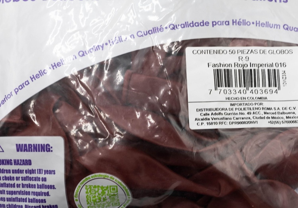 GLOBOS SEMPERTEX 9 FASHION ROJO IMPERIAL C50