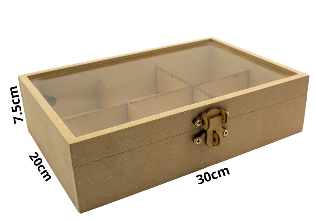 CAJA C/DIVISION T/CRISTAL 20X30X7.5 MADERA