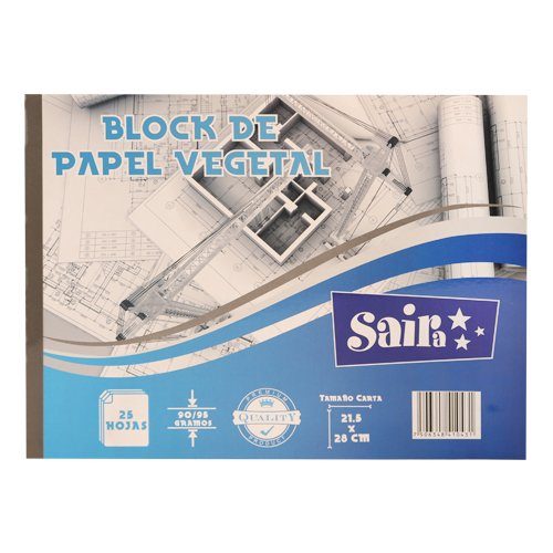 [7506348410431] BLOCK PAPEL VEGETAL CARTA 25H SAIRA