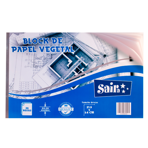 [216000666] BLOCK PAPEL VEGETAL OFICIO 25H SAIRA