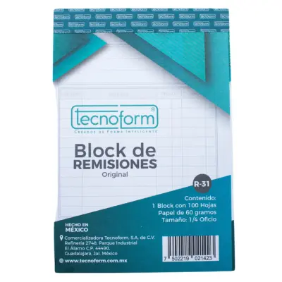 [7502219021423] BLOCK REMISION 1/4 OFICIO ORIGINAL TREBOL/TECNO R31