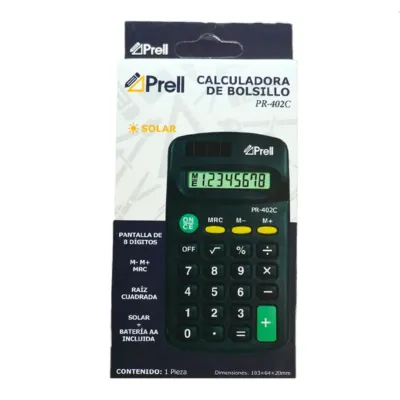 [7897771600118] CALCULADORA BOLSILLO 8 DIG PRELL PR-402C