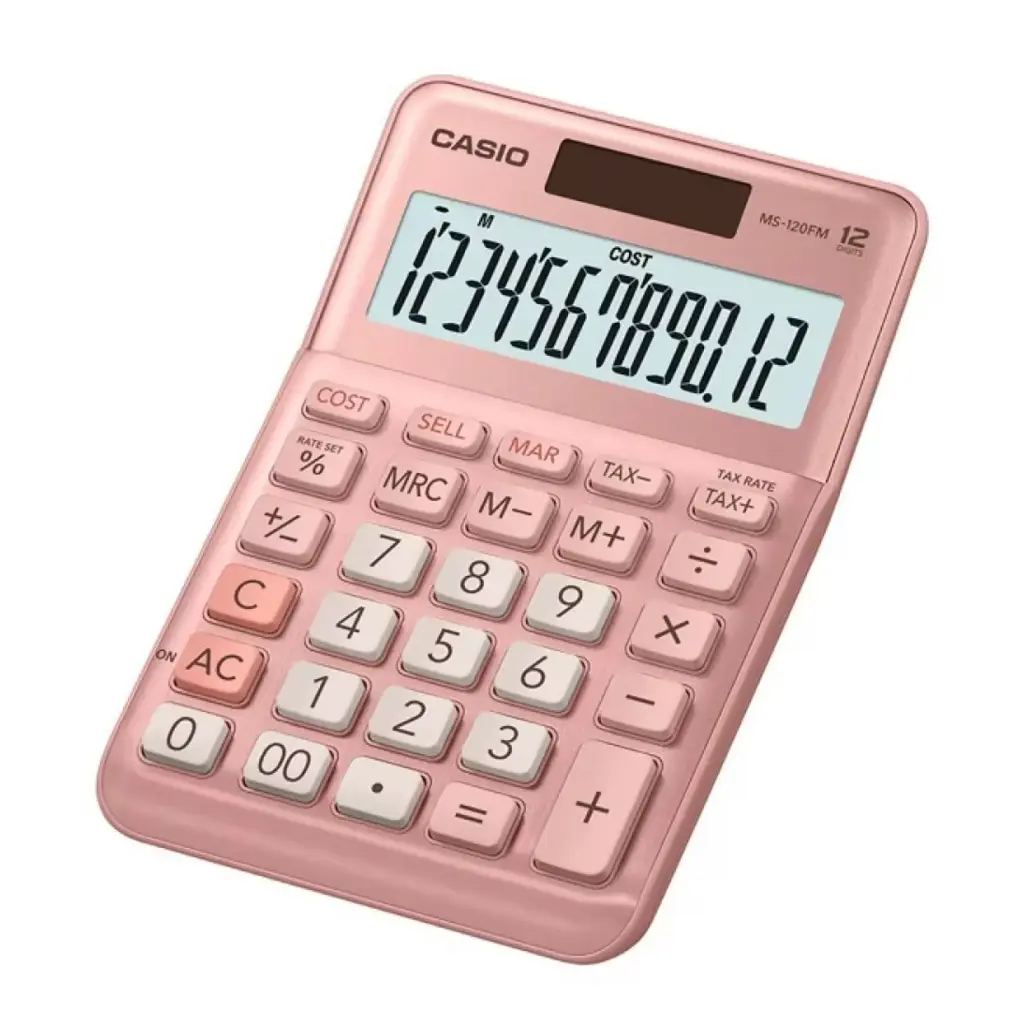CALCULADORA ESCRITORIO 12 DIG CASIO MS-120FM ROSA