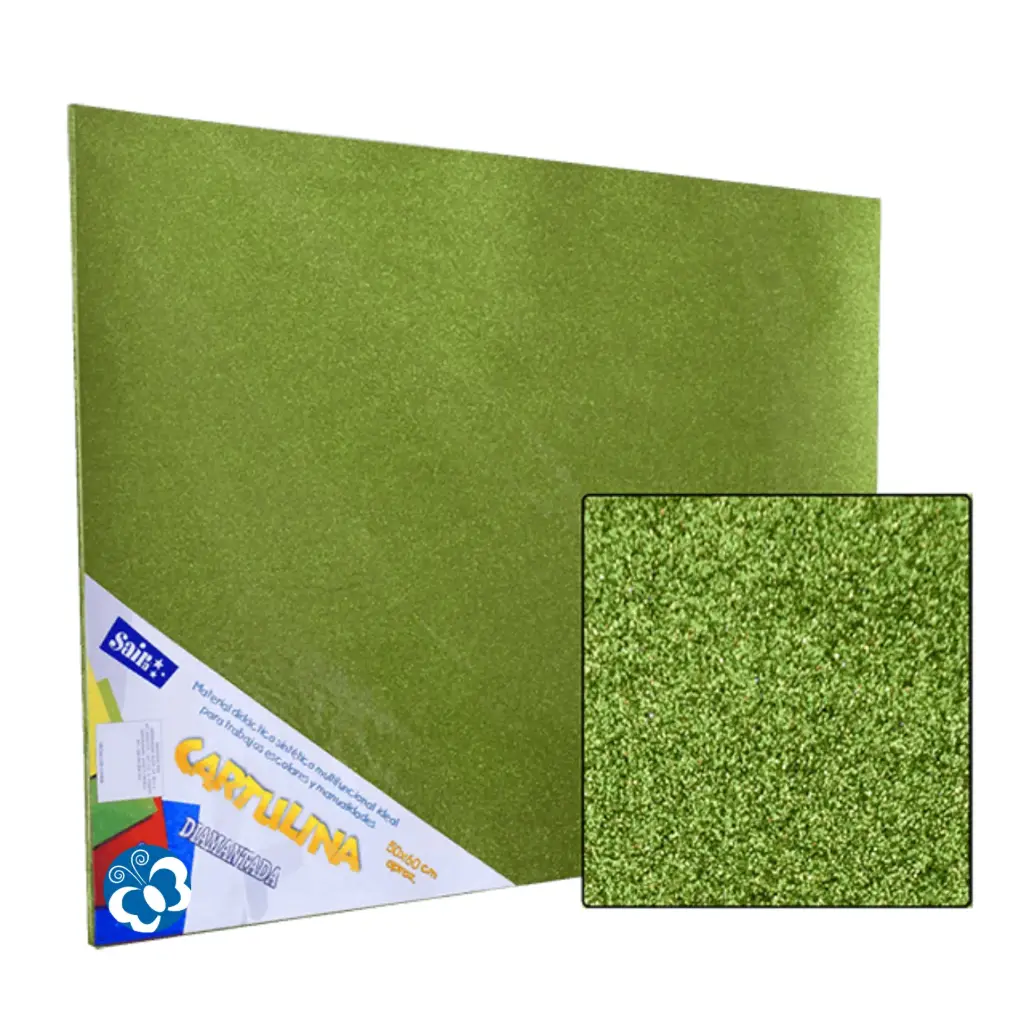 CARTULINA DIAMANTADA 50X60 VERDE MANZANA