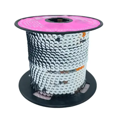 GALON LENTEJUELA PLANA 6MM METALICO 100M 406-P