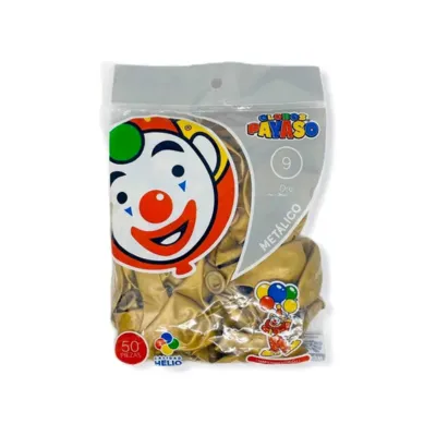 GLOBOS 9 DECORATIVO METALICO ORO C50 PAYASO