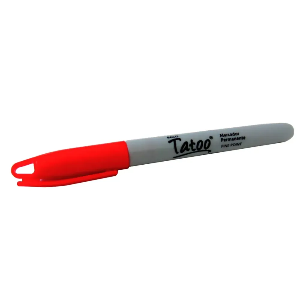 MARCADOR PERMANENTE FINO ROJO BACO TATOO