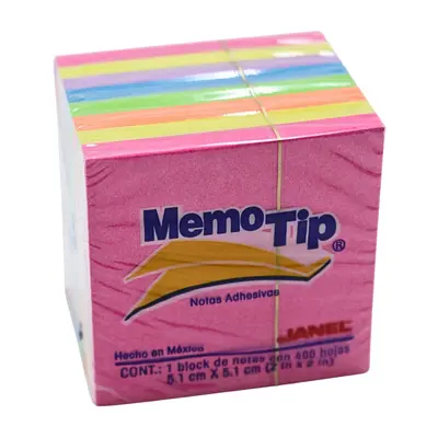 [7501035106536] NOTAS ADHESIVAS 2X2 NEON 400H MEMOTIP JANEL