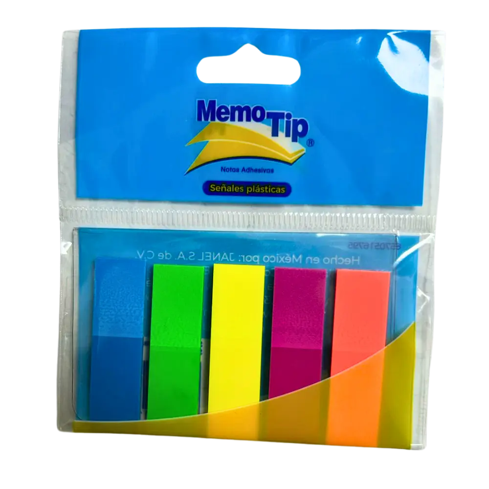 [7501035110809] NOTAS ADHESIVAS SEÑALES PLASTICAS NEON 125H MEMOTIP JANEL