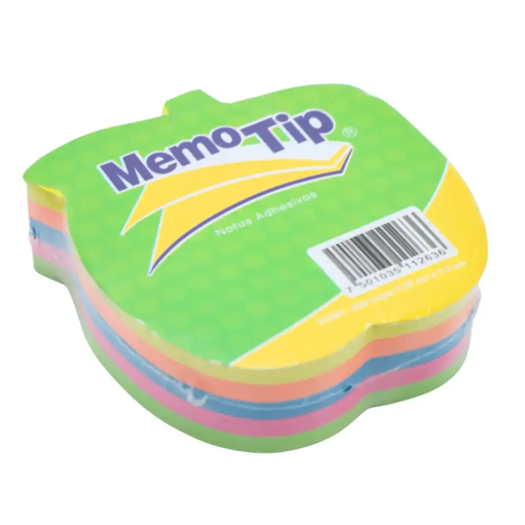 NOTAS ADHESIVAS FIGURA MANZANA NEON 250H MEMOTIP JANEL