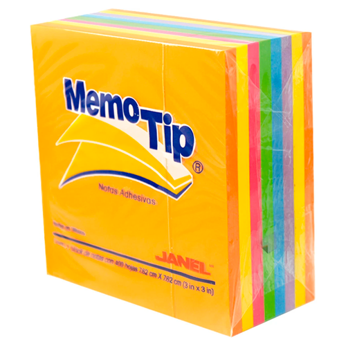 [7501035104938] NOTAS ADHESIVAS 3X3 600H NEON MEMOTIP JANEL