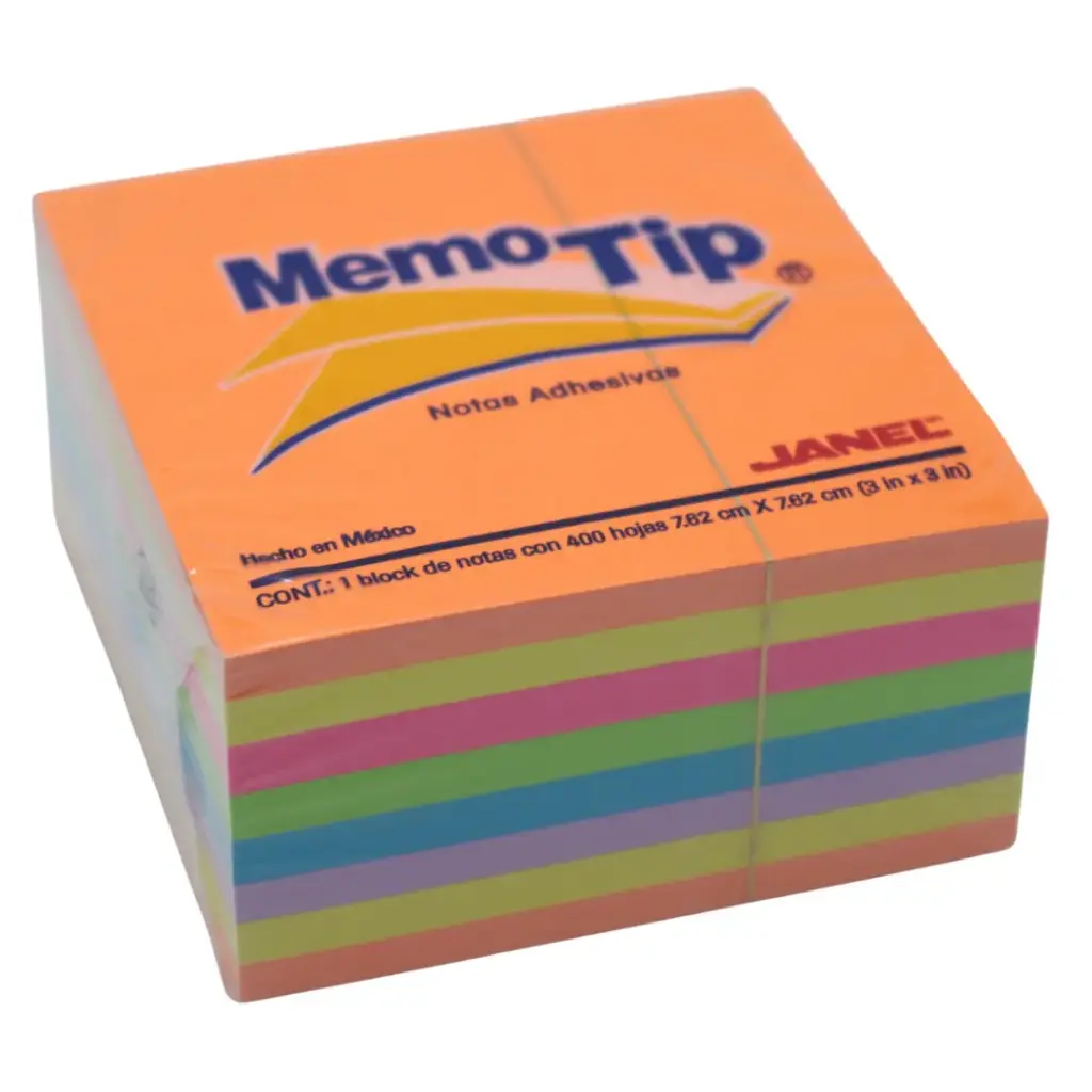 [7501035102811] NOTAS ADHESIVAS 3X3 NEON 400H MEMOTIP JANEL
