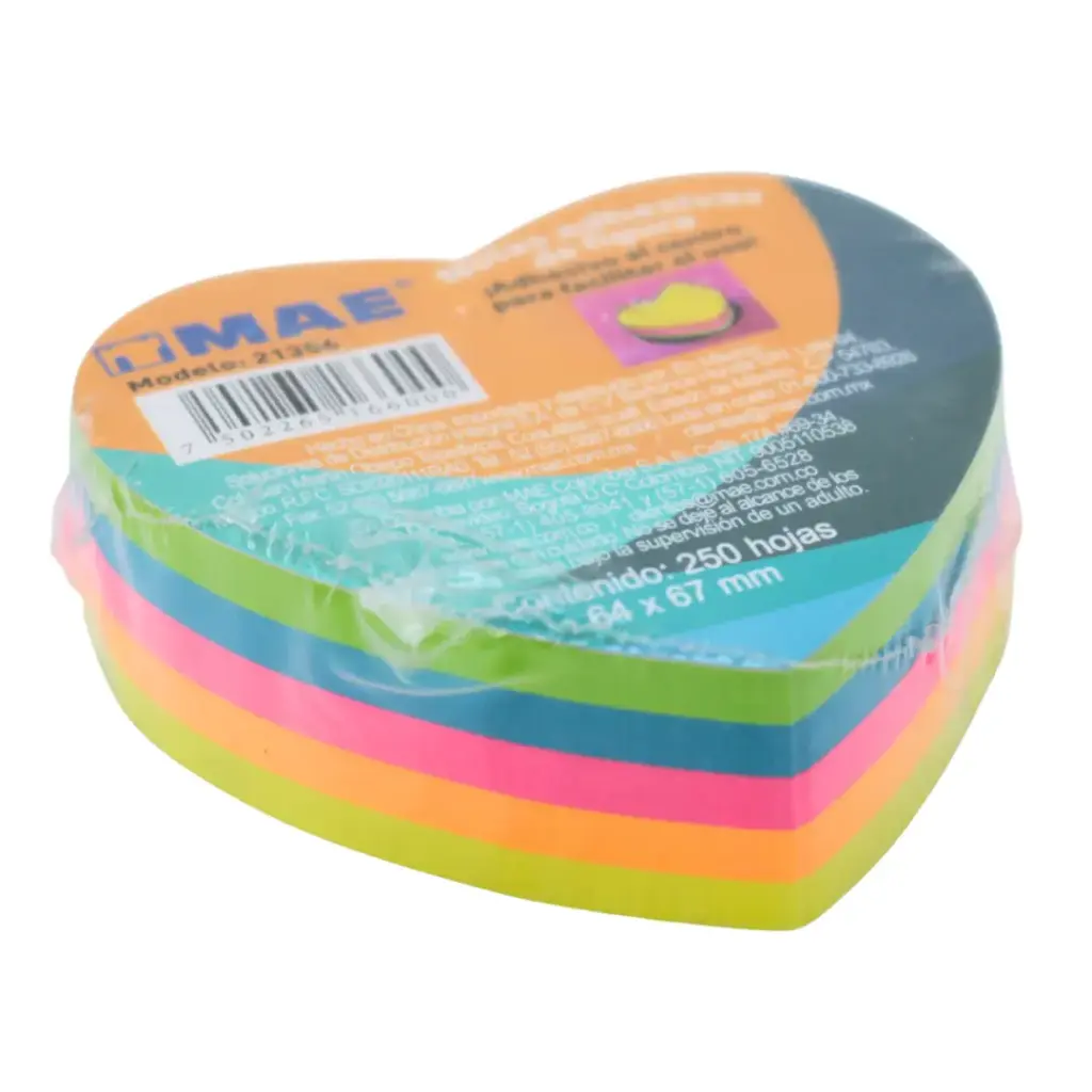 NOTAS ADHESIVAS FIGURA CORAZON NEON 250H MAE 21356