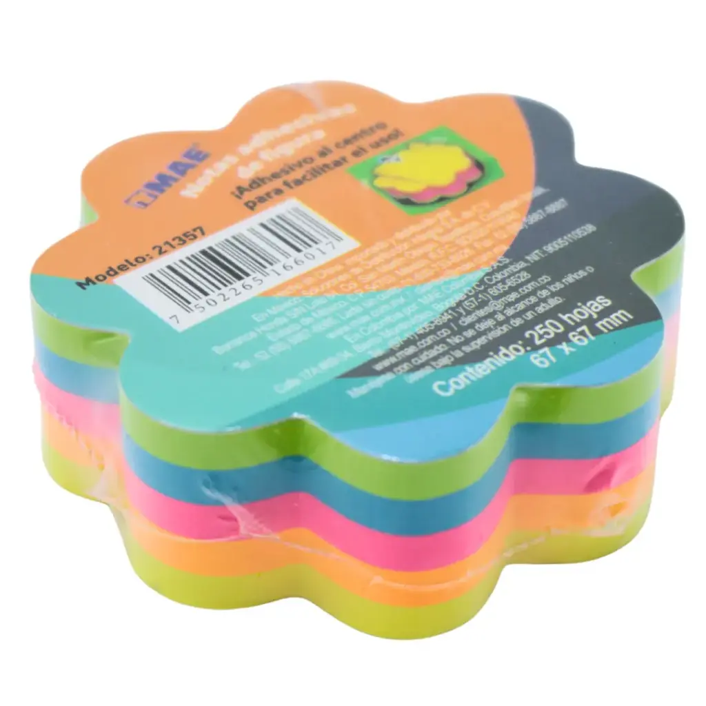 [7502265166017] NOTAS ADHESIVAS FIGURA FLOR NEON 250H MAE 21357