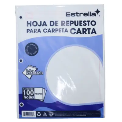 REPUESTO CARPETA BLANCO C100 ESTRELLA 0558