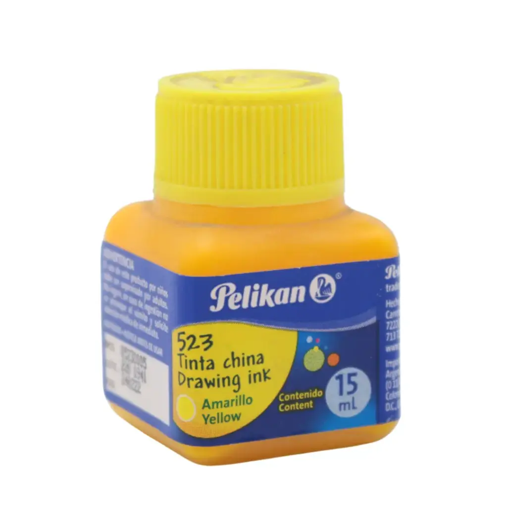 [7501015205075] TINTA CHINA AMARILLA 15ML PELIKAN 523