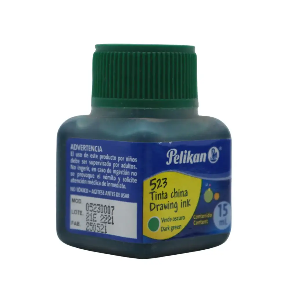 TINTA CHINA VERDE 15ML PELIKAN 523
