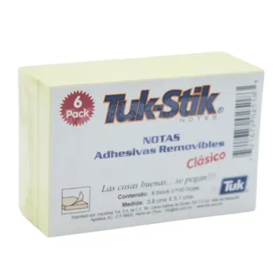 [721672025183] MEMOTIPS 3.8X5.1 AMARILLO 6 BLOCK/100H TUK