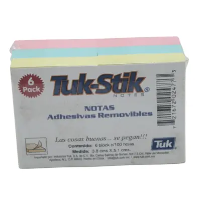 MEMOTIPS 3.8X5.1 PASTEL 6 BLOCK/100H TUK