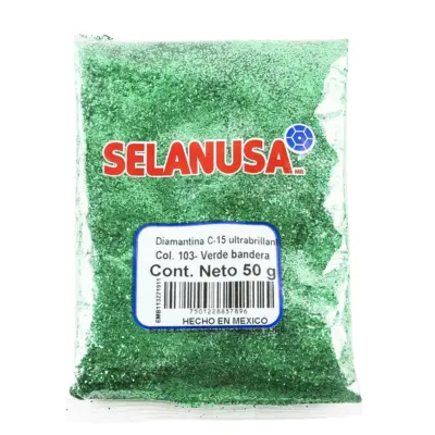[7501228837896] DIAMANTINA FINA 50GR VERDE BANDERA SELANUSA 103