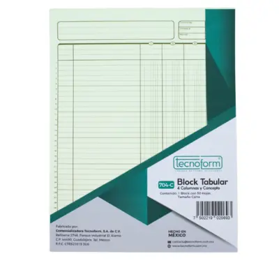 TABULAR 4 COLUMNAS BLOCK 50H TECNO 704-C