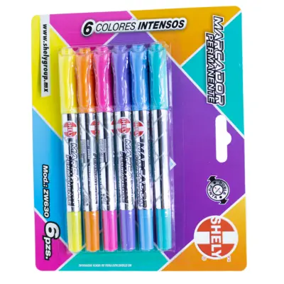 [07502276787232] MARCADOR PERMANENTE DUO C6 COLORES INTENSOS SHELY ZW630
