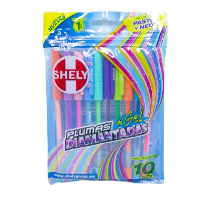 [07502276787386] PLUMA PUNTO MEDIANO GEL DIAMANTADAS C10 SHELY 2626PN