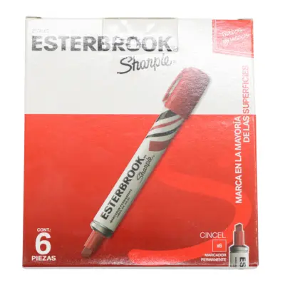 PAQ MARCADOR PERMANENTE GRUESO ROJO ESTERBROOK C12