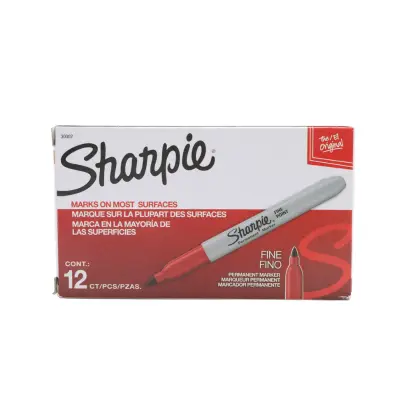 PAQ MARCADOR PERMANENTE FINO ROJO SHARPIE C12