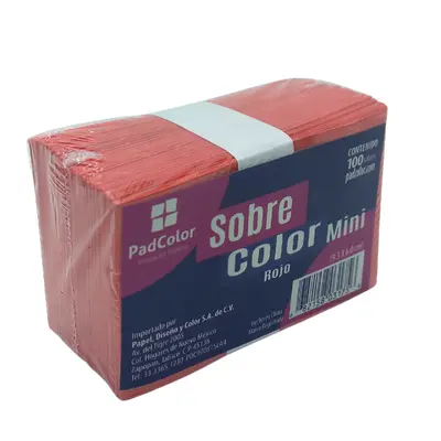 [682158031756] SOBRE MINI ROJO 9.3X6.0 PADI