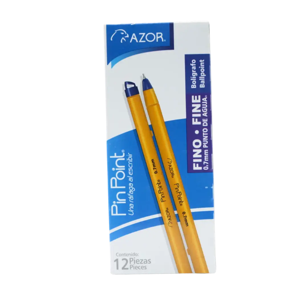 PAQ PLUMA AZOR FINO PIN POINT AZUL C12