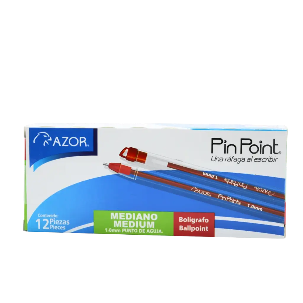 [PAMRC12] PAQ PLUMA AZOR MED PIN POINT ROJO C/12