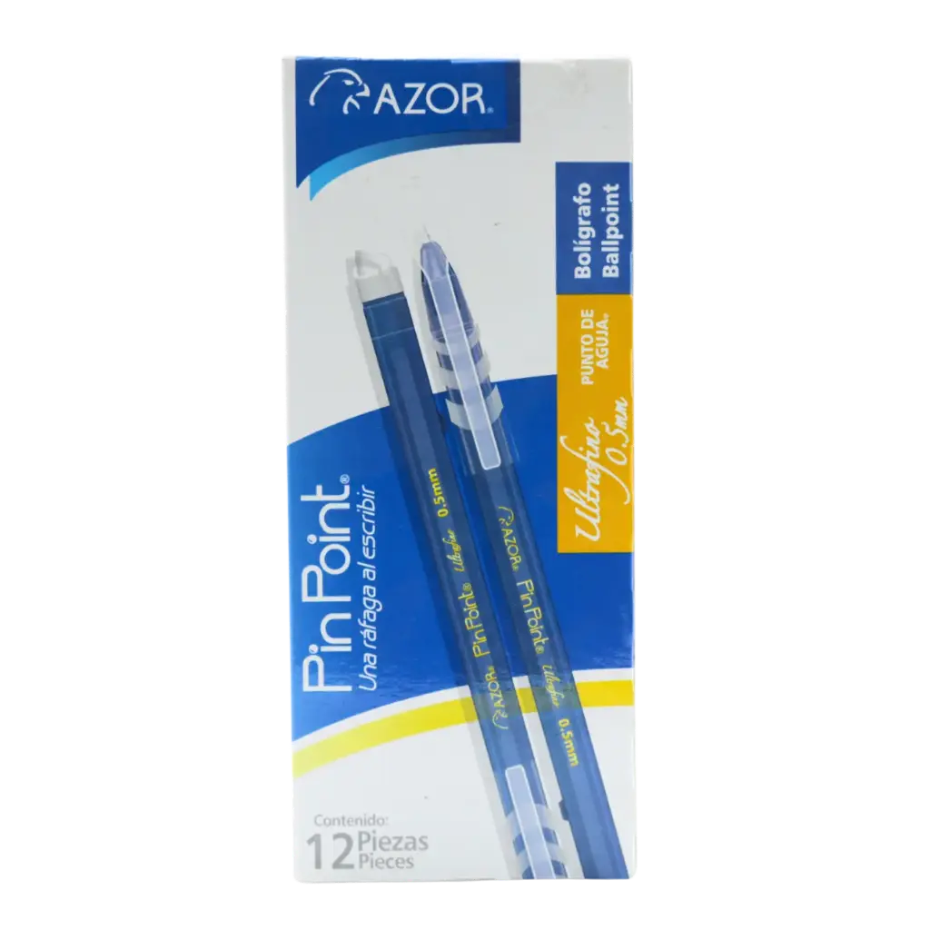 [PAUAC12] PAQ PLUMA AZOR ULTRAFINO PIN POINT AZUL C/12