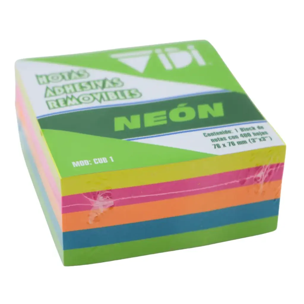 [7500326074783] NOTAS ADHESIVAS 3X3 NEON 400H VIDI CUB1