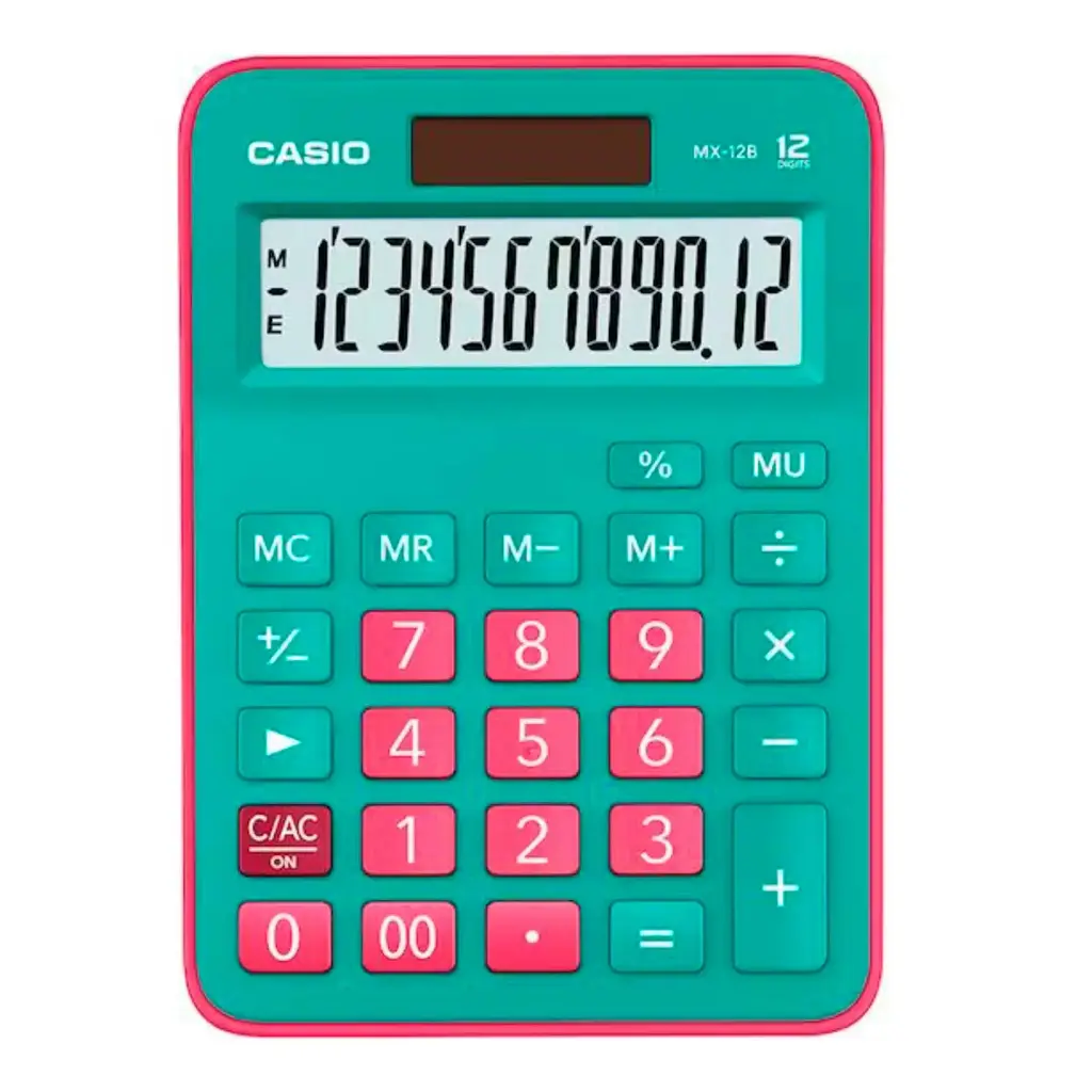 [4549526615368] CALCULADORA CASIO ESCRITORIO 12 DIG. AZUL/ROSA MX-12B-PKLB
