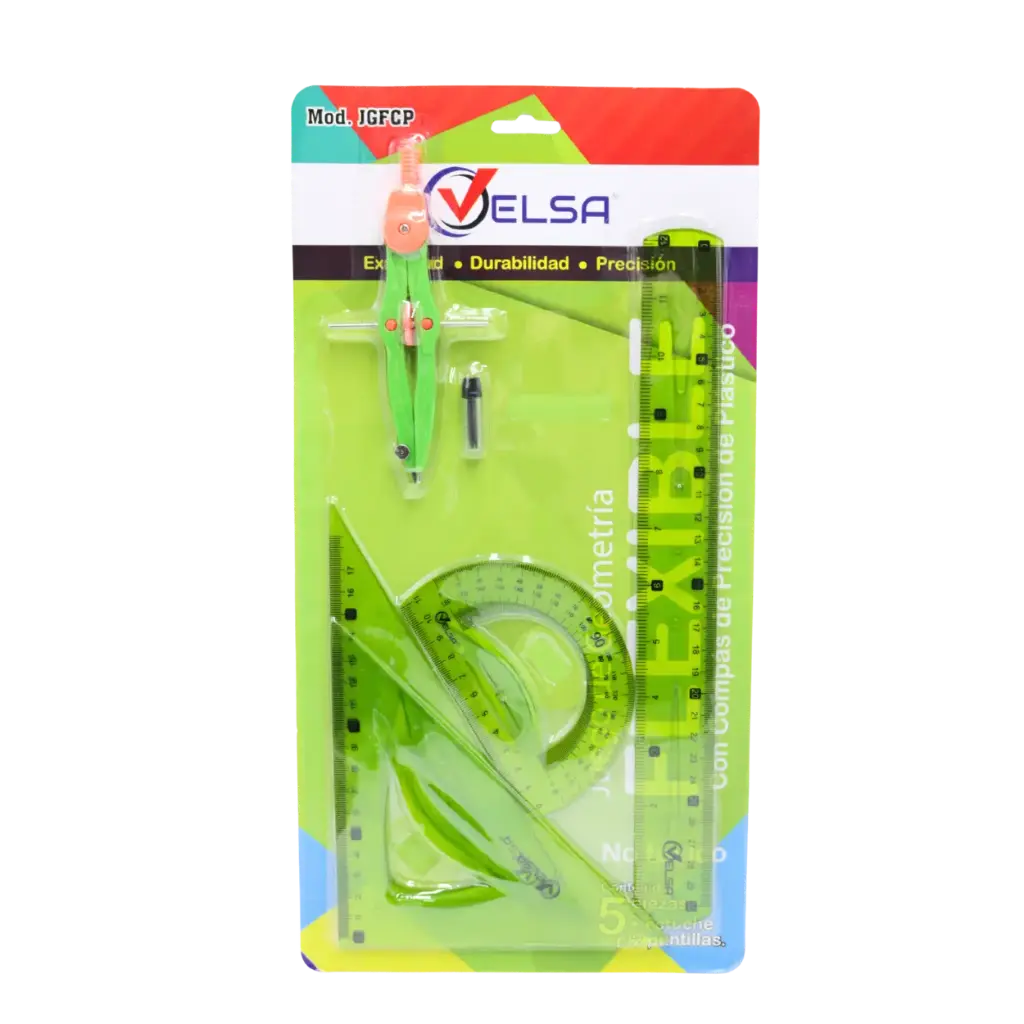 [7503053844711] JUEGO GEOMETRICO FLEXIBLE COMPAS PLASTICO VELSA JGFCP