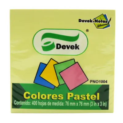 [7502008431730] NOTAS ADHESIVAS 3X3 PASTEL 400H DEVEK PNO1004