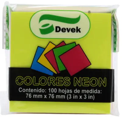 NOTAS ADHESIVAS 3X3 NEON 100H DEVEK PNO1002