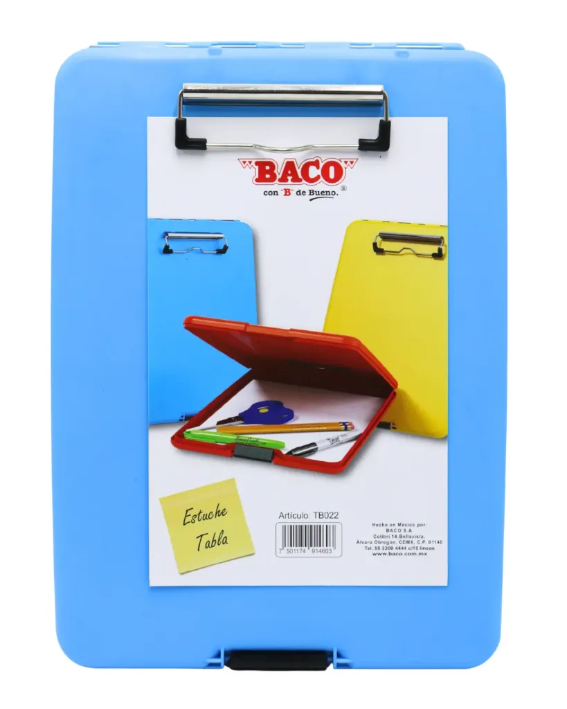 [7501174914603] TABLA CLIP PLASTICA CON ALMACENAMIENTO BACO