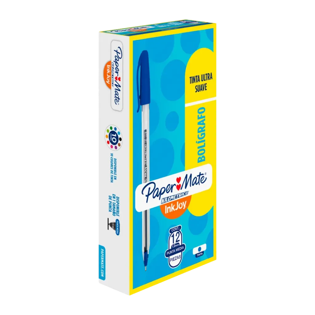 PAQ PLUMA PAPERMATE KILOMETRICO AZUL C12