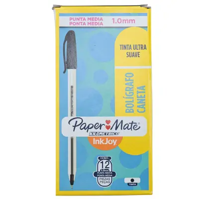 PAQ PLUMA PAPERMATE KILOMETRICO NEGRO C12