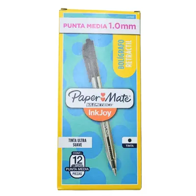 PAQ PLUMA PAPERMATE KILOMETRICO RETRACTIL NEGRO C12
