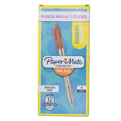 PAQ PLUMA PAPERMATE KILOMETRICO RETRACTIL ROJO C12